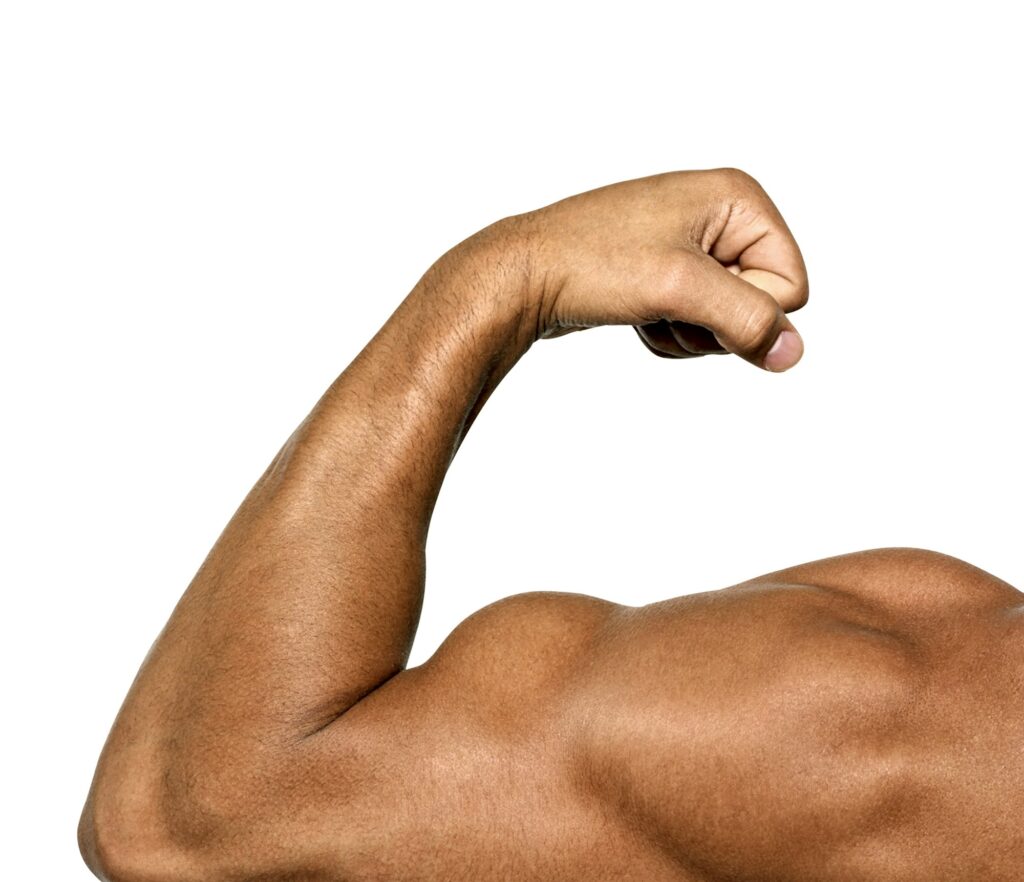 Close up of man's arm showing biceps